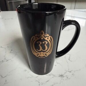 Disney Parks Club 33 Black Ceramic Latte Coffee Mug Gold Logo Member Exclusive